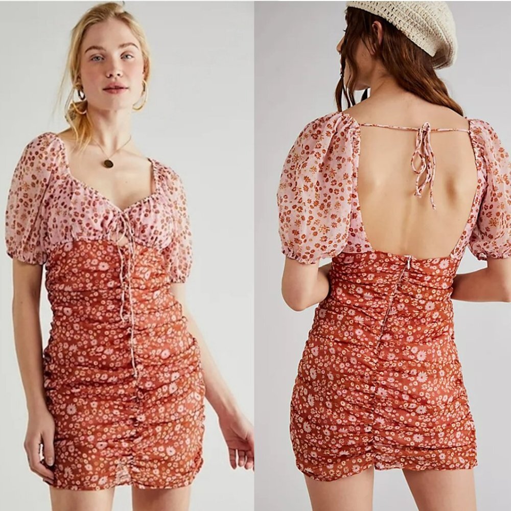 New Free People Tea Primrose Combo Floral Tessa Dress Size L